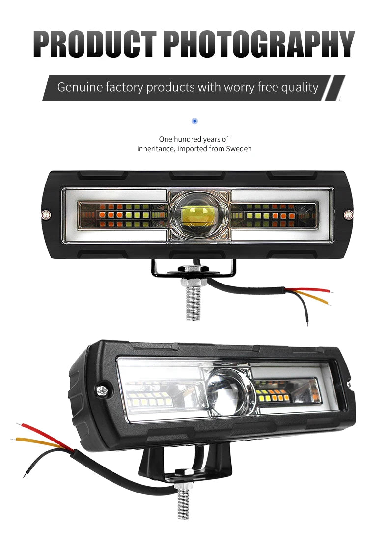 LED Car Working Lights SUVs Modified Headlights Motorcycle Lights 30W Spotlights a Zigzag Auxiliary Light