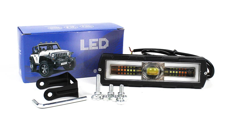 LED Car Working Lights SUVs Modified Headlights Motorcycle Lights 30W Spotlights a Zigzag Auxiliary Light