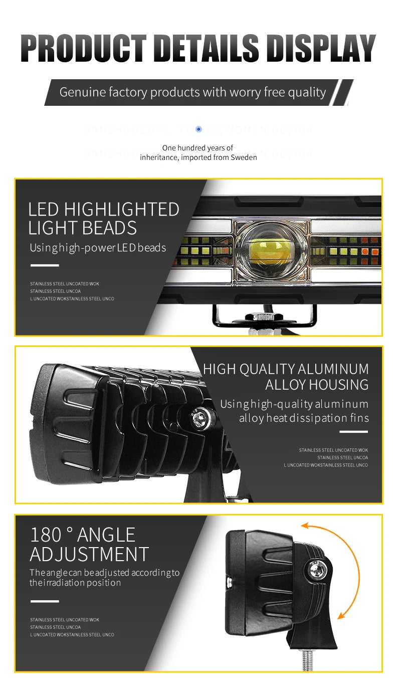 LED Car Working Lights SUVs Modified Headlights Motorcycle Lights 30W Spotlights a Zigzag Auxiliary Light