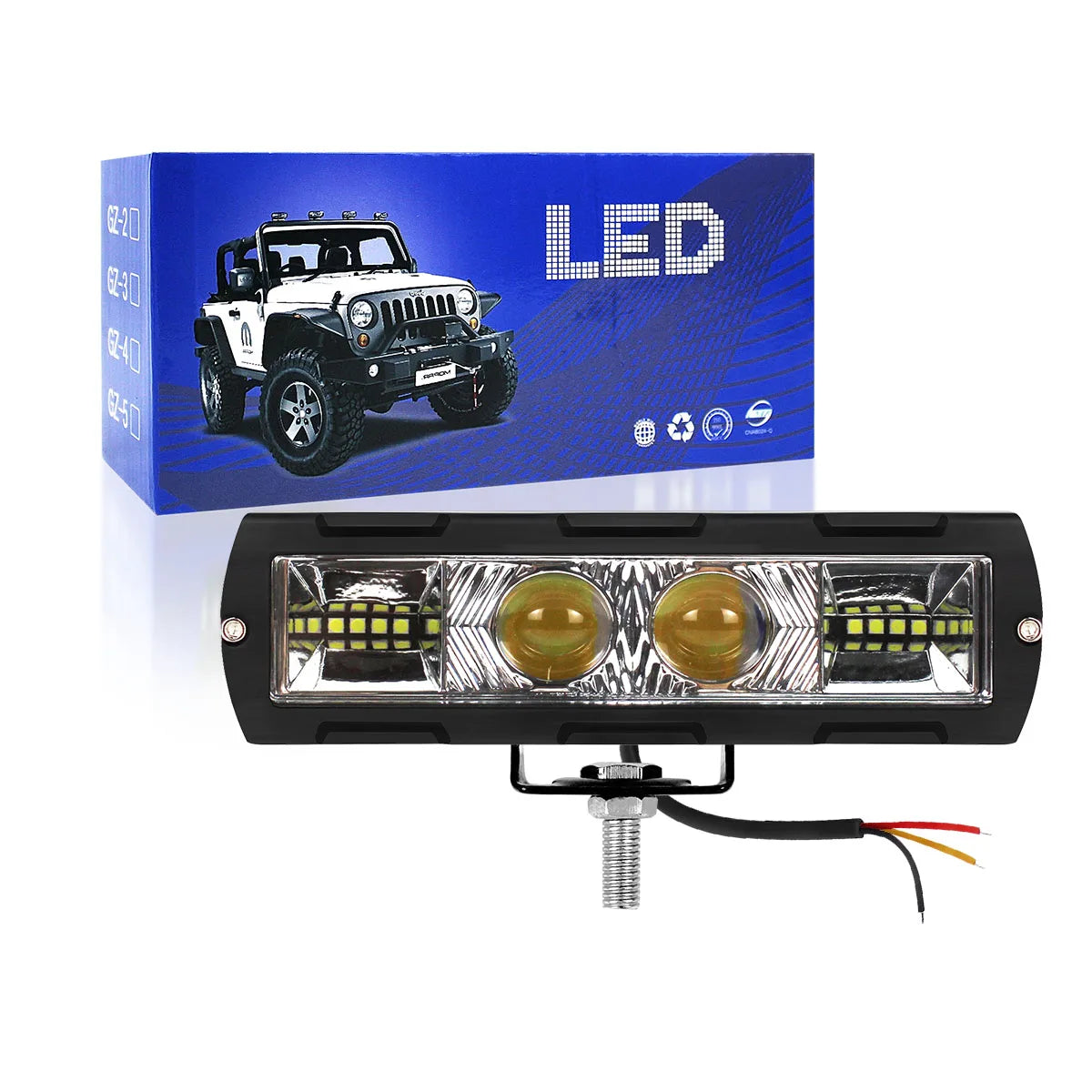 Dual Color 6inch LED Driving Fog Light Flood Spot Pods High Low Beam Work Light Bar for Offroad SUV ATV Truck