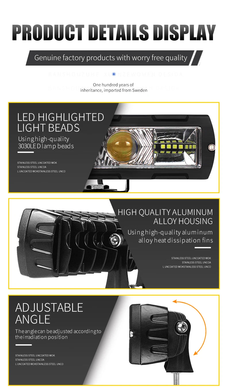 Dual Color 6inch LED Driving Fog Light Flood Spot Pods High Low Beam Work Light Bar for Offroad SUV ATV Truck