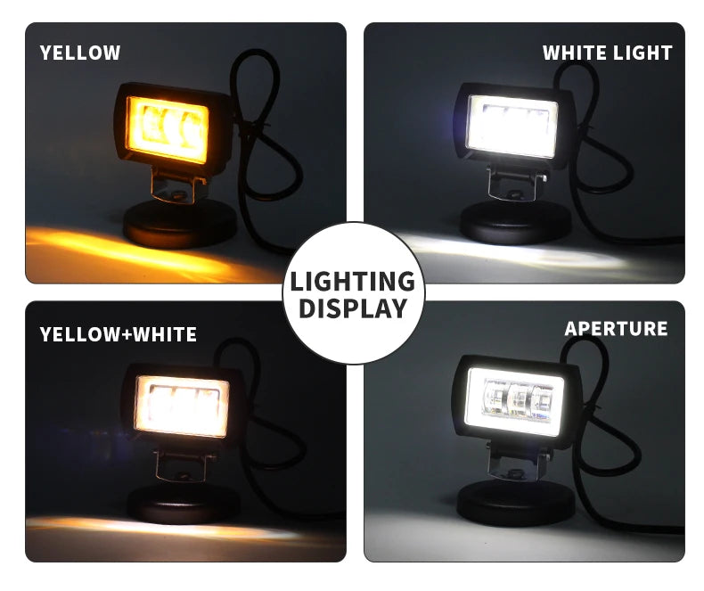 30W 3-Inch White Yellow LED Spot Light for Motorcycle High Low Beam Driving Headlight Work Fog ATV Offroad Jeep Lighting Systems