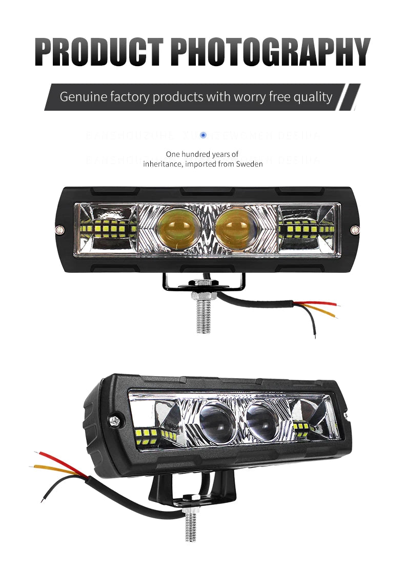40W LED Work Light Bar for Jeep Pickup Truck Trailer-Amber White Offroad Spot Pods New Driving Fog Light