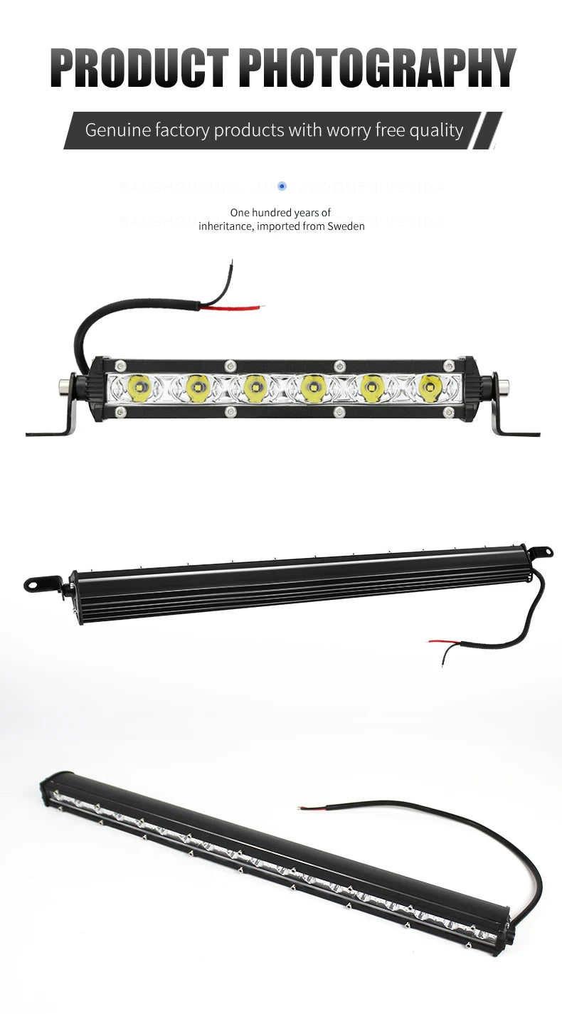 7" 13" 19" 26" 32" 38" 45" 51" Straight Slim LED Light Bar Single Row 18W 90W 120W 144W SUV 4X4 ATV Off Road LED Work Light