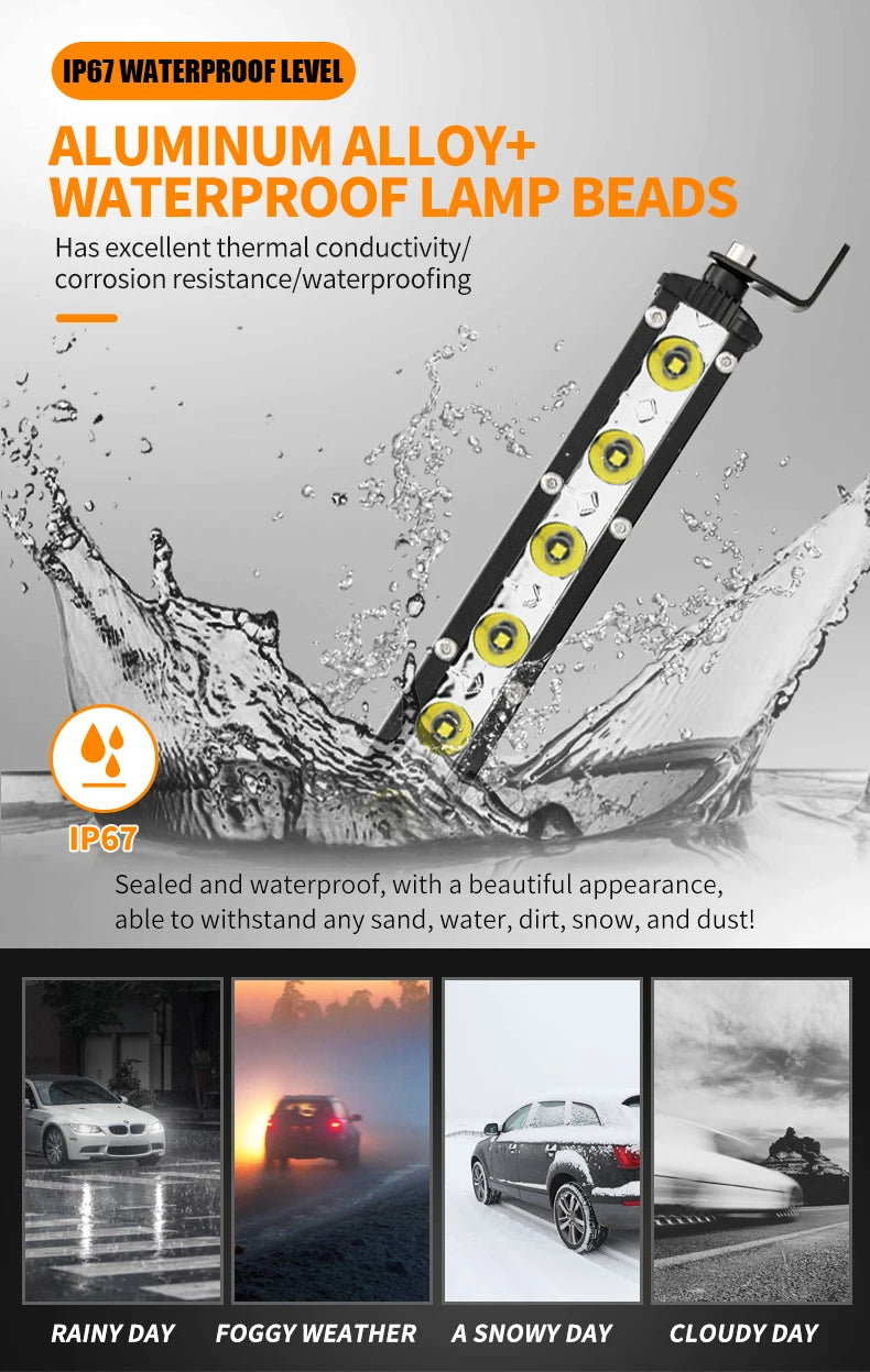 Silm Type 18W 6SMD LED 3030 Working Floop Offroad Lamp Bars 7inchs 12V Led Work Light Headlights LED Fog/Driving Lights