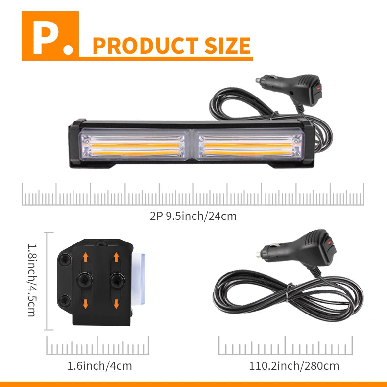 9inch LED Strobe Light Single Row Car Driving Lamp Traffic Emergency Warning Offroad Truck Vehicle Led Work Lights