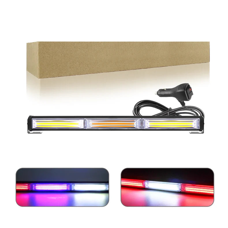 17" COB LED Warning Work Light Bar Automotive Roof Grid Strobe Flashing Emergency Lamp Offroad Led Light Bar for Truck 4X4 ATV