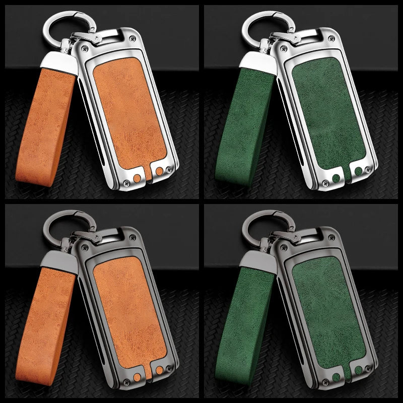 GPRGIT Zinc Alloy Leather Car Logo Key Case Cover for Mitsubishi L200 ASX Outlander Eclipse Cross Pajero Sport Lancer Auto Accessories