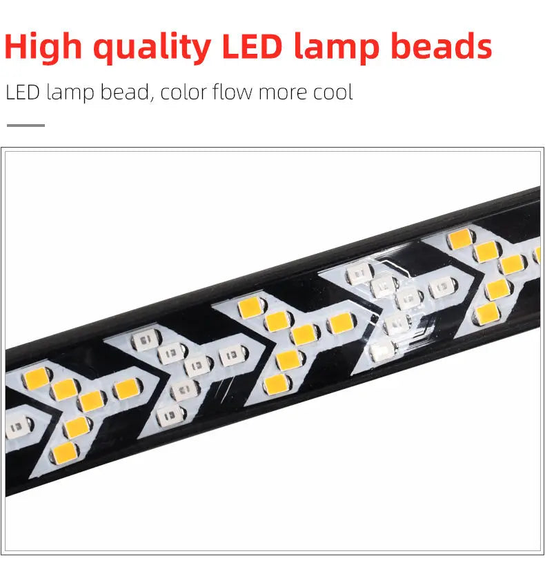 GPRGIT 12V-24V 1m 1.2m 1.5m 2m 2.4m Car Brake Turn Flexible LED Dual Rear Flash Red Truck Signal Tail Running Lamp Strip Warning Lights