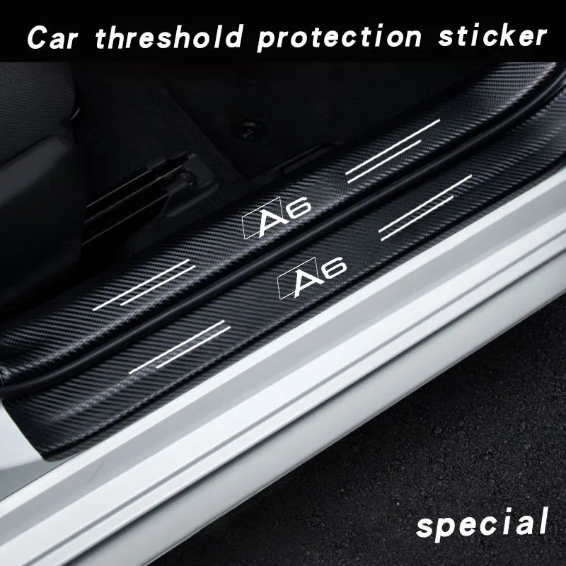 Car Door Sill Guard Plate Threshold Protector Carbon Fiber Running Board for Audi A6