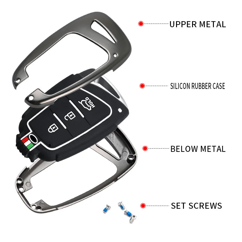 GPRGIT Zinc Alloy Smart Car Key Full Cover Case for Hyundai Santa Fe Sport Ix45 Equus Centennial Genesis G80 Grandeur Azera 2013-2016