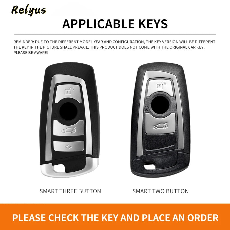 GPRGIT Leather Car Key Case for BMW 1 2 3 4 5 Series F20 F22 F30 F31 F32 Protector Cover Keychain