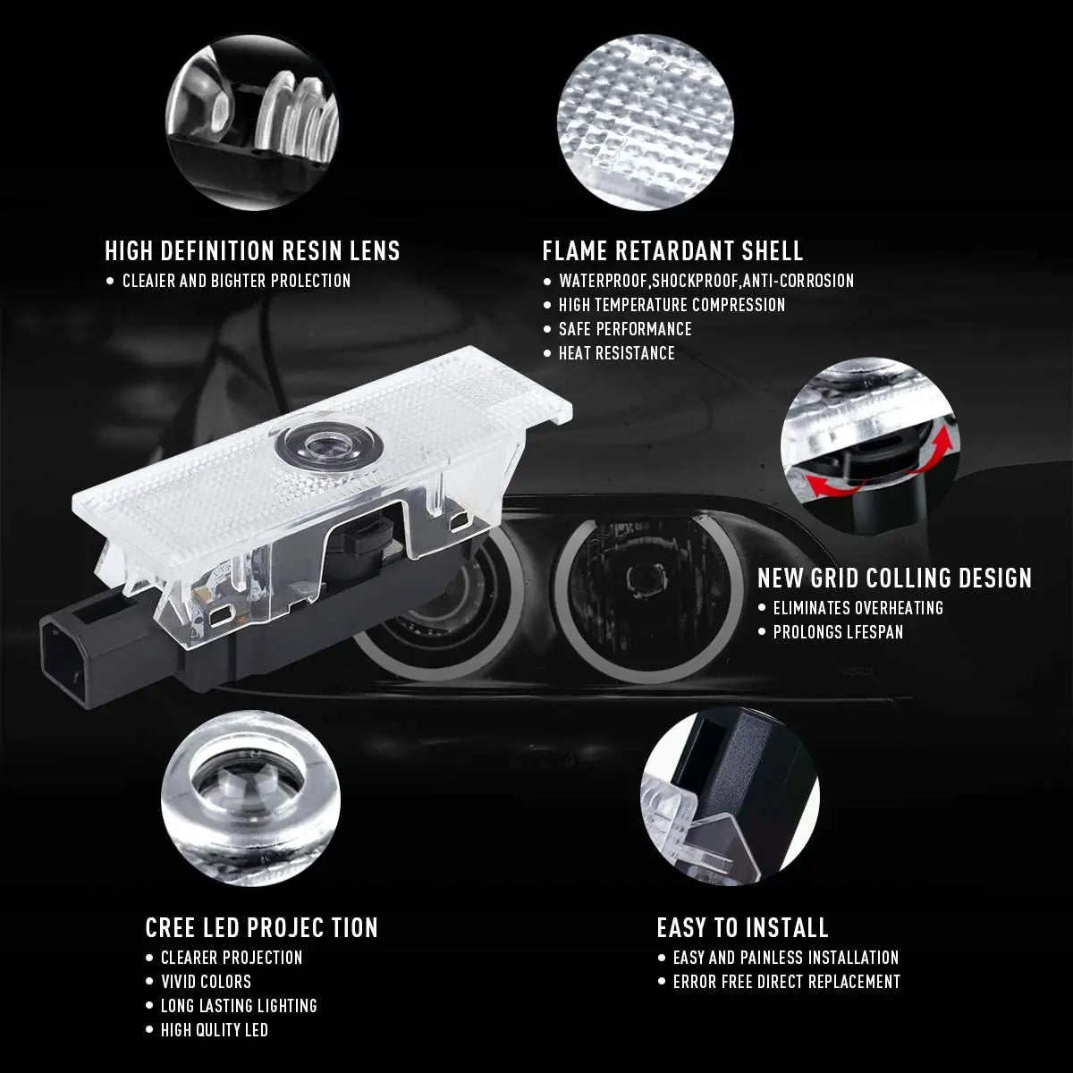 GPRGIT Car LED Logo Light Ghost Door Lights Projector Welcome Accessories Emblem Lamp for Alfa Romeo