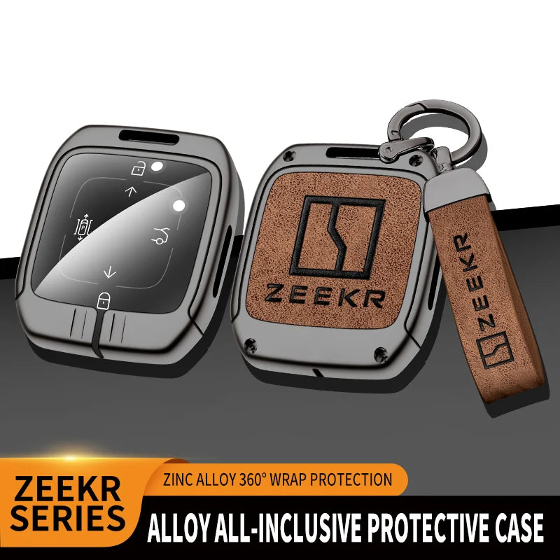 GPRGIT High Quality Zinc Alloy Leather Car Key Case Cover for ZEEKR 001 Holder Keychain Keyless Protector Styling Accessories