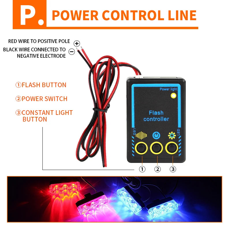 3 Watt ultra Bright Emergency Vehicle Surface Mount Led Grille Strobe Light Head Towing Truck Led Grille Strobe Light Head
