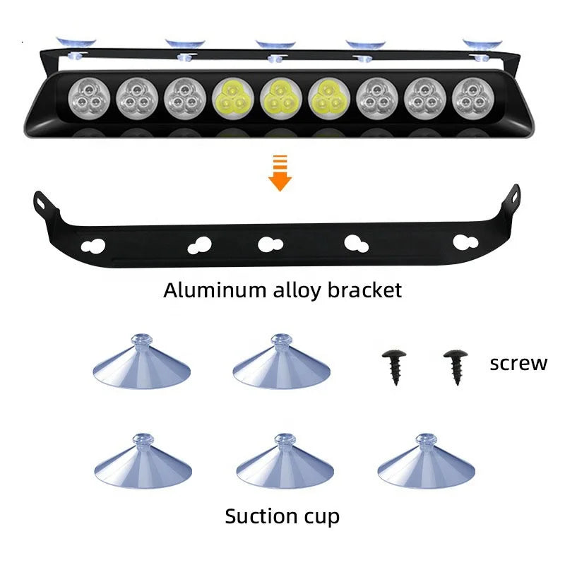 GPRGIT 21SMD Red/Blue LED Strobe Warning Light with Suction Cup - Dashboard Windshield Interior Flash Light