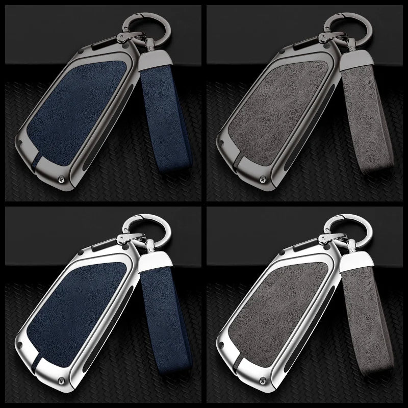 GPRGIT Car Logo Metal Leather Key Case Cover for VW Volkswagen Golf 8 MK8 2020 for Skoda Octavia A8 2021 Seat Leon MK4
