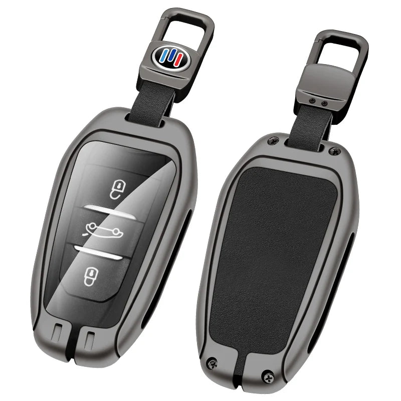 GPRGIT Zinc Alloy Car Remote Key Fob Case Full Cover Shell for Peugeot 2008 3008 4008 5008 308 408 508 Keyless Keychain