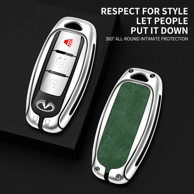 GPRGIT Zinc Alloy Leather Car Logo Key Case Cover Shell for Infiniti Q50 Q60 Q70 QX50 QX60 QX70 G25 EX FX JX35 FX25 FX35 EX35 FX37 JX35