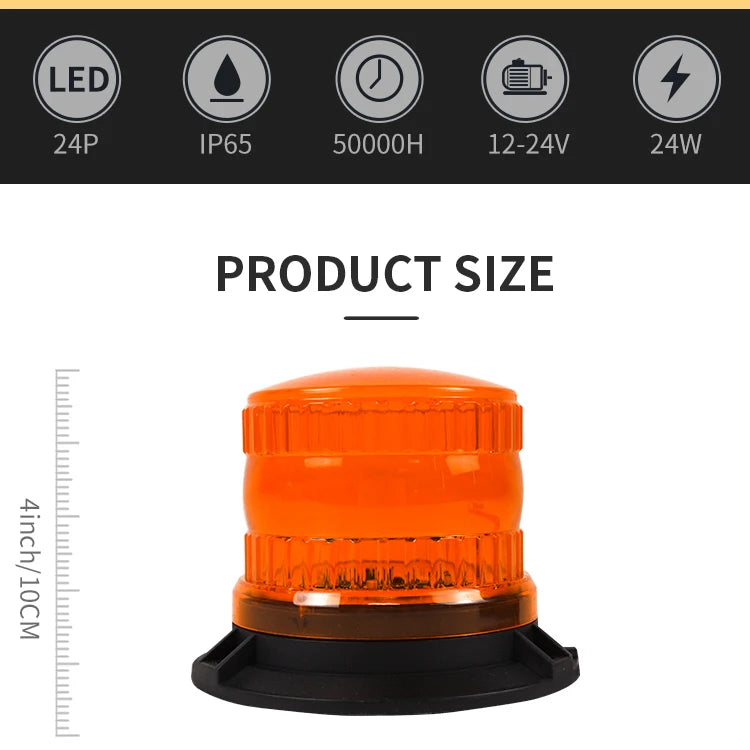 Red Zone Forklift 24W Amber Truck Warning Light Safety 24 Led Magnet Emergency Warning Light Cob Led Work Light