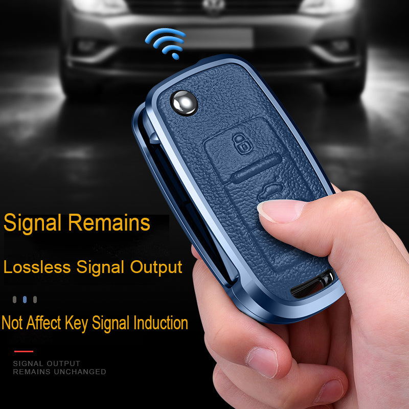 GPRGIT Aluminum Alloy+Leather Car Key Case for VW Polo Tiguan Passat B5 B6 B7 Golf 4 5 6 MK6 Jetta Lavida