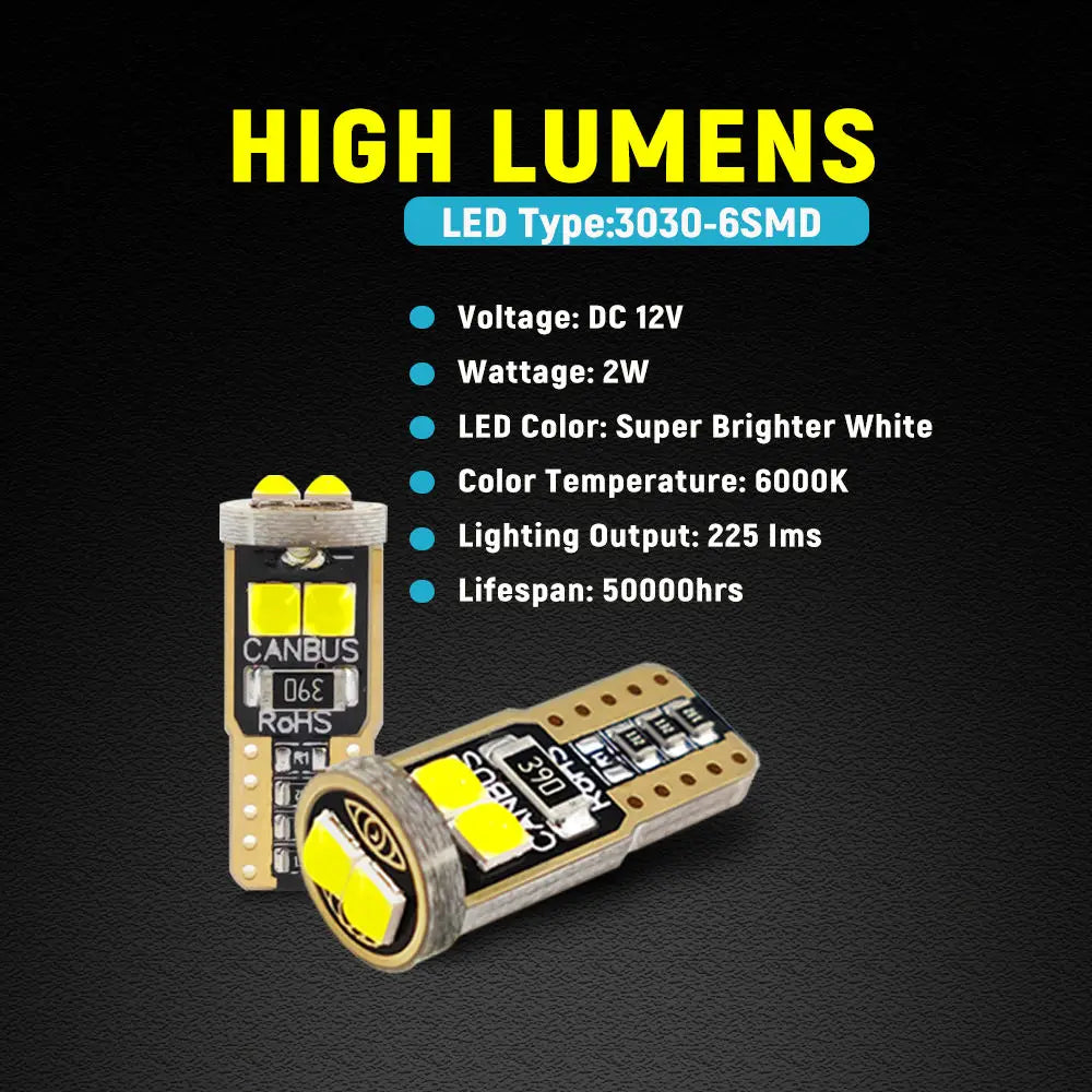 GPRGIT LED Bulb T10 W5W 194 - Interior / License Plate / Trunk Lamp - 12V, Canbus, Interior Light Accessories