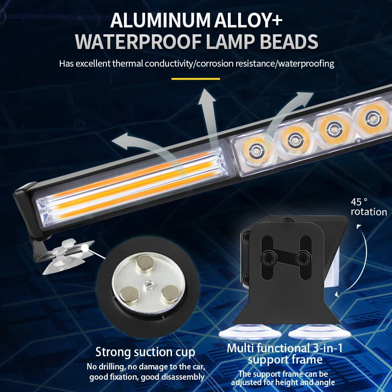 High Power 6LED Emergency Warning Light Dash Strobe Lights Universal Flashing Light Bar for Car Truck Emergency Vehicles