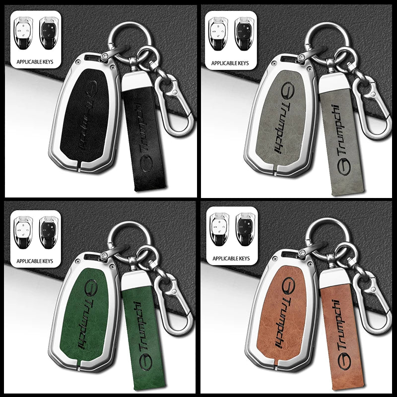 GPRGIT Leather Car Key Case Cover for Trumpchi GAC GS3 2021 Empow J11-J15 J16 Keyless Protector Keychain Keybag