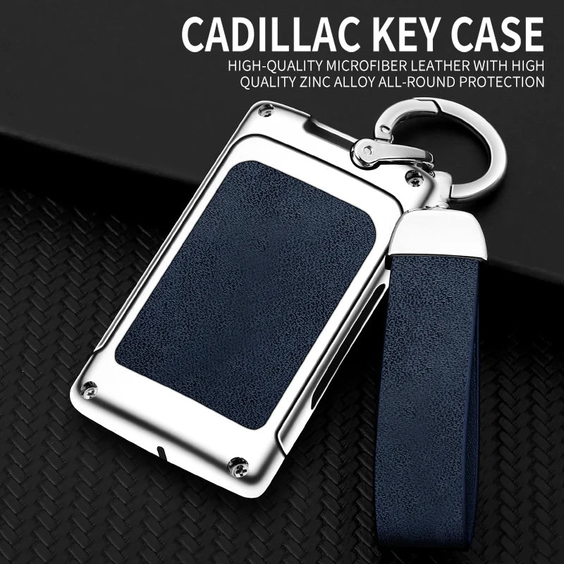 GPRGIT Zinc Alloy Leather Car Key Case Cover for Cadillac CTS/Escalade/SRX/ATS/STS