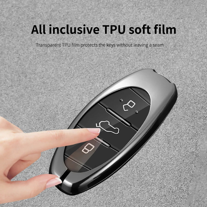 GPRGIT Smart Zinc Alloy Carbon Car Key Case Cover Holder for 2021 FAW T77 Bestune T99 B70 T55 T33
