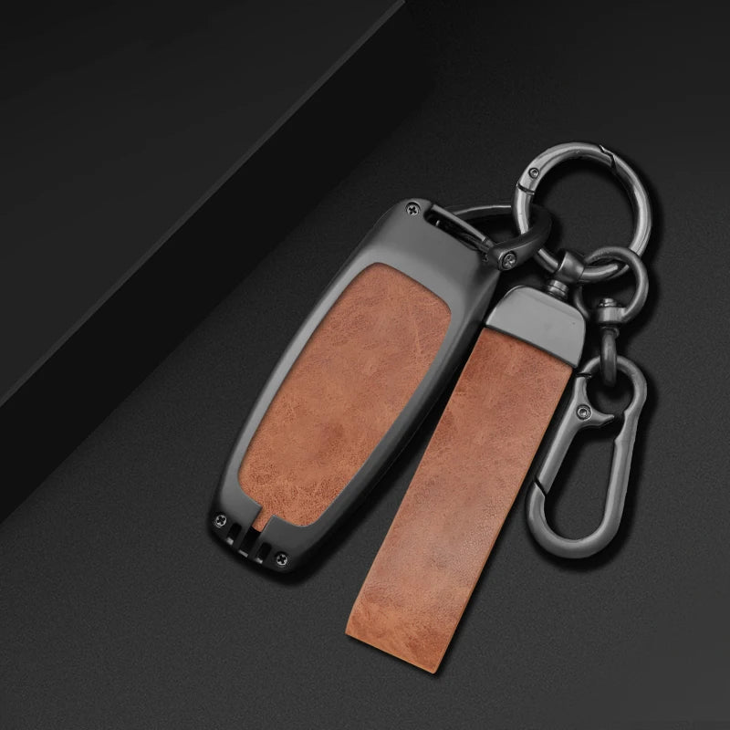GPRGIT Car Smart Key Case Cover for Audi A6 A7 A8 E-tron Q5 Q8 C8 D5 Leather Keychain Keyless Holder Interior Accessories