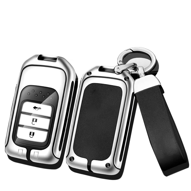 GPRGIT Zinc Alloy Leather Key Case Cover Shell for Honda Civic City Accord CRV CR-V XR-V Odyssey Vezel Jade Crider Fit Auto Accessories