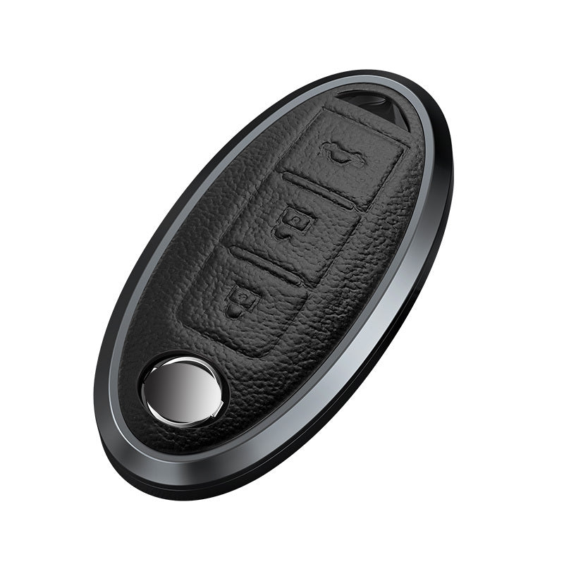 GPRGIT Aluminum Alloy+Leather Car Key Case for Nissan Qashqai X-Trail T31 T32 Juke J10 J11 Tiida Altima Pathfinder Kicks