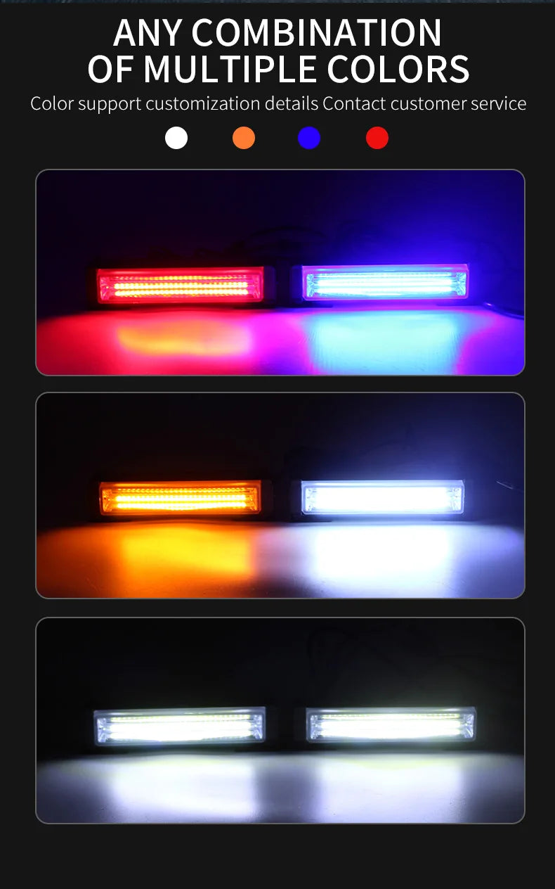 GPRGIT 6 inch 2-in-1 LED Strobe Emergency Light Bar 20W 12V/24V Traffic Advisor Grille Flashing