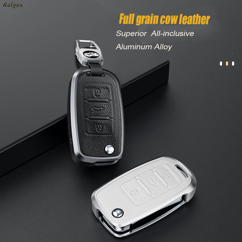 GPRGIT Aluminum Alloy+Leather Car Key Case for VW Polo Tiguan Passat B5 B6 B7 Golf 4 5 6 MK6 Jetta Lavida