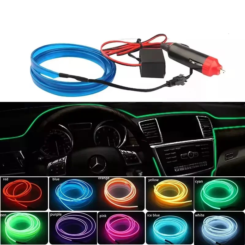 GPRGIT Flexible Waterproof EL Wire 360 Degree Illumination Car Ambient Lamp Cuttable Decorative Strip