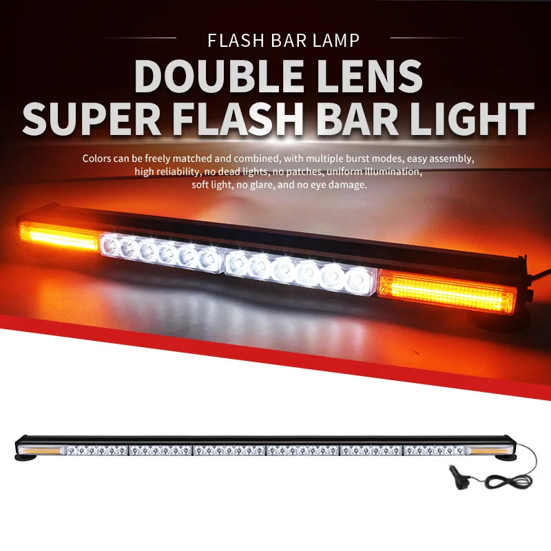 54inch Cob Led Car Top Roof Strobe Warning Light Bar 256w Safety Emergency Flashing Light Bars For Offroad Truck Van