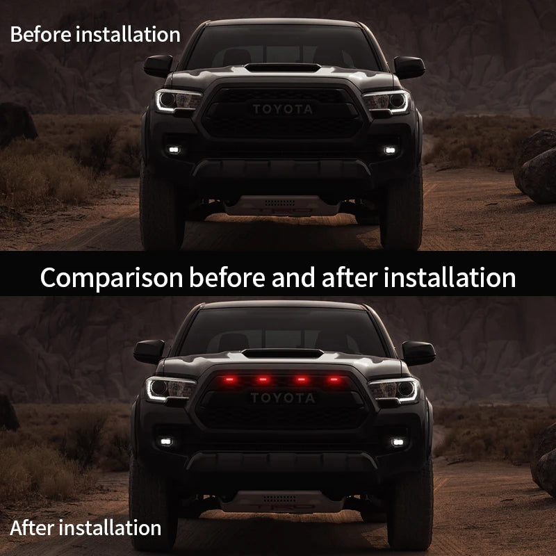 GPRGIT RGB Front Hood Grille Amber LED Lights Bumper Grille LED Lights Kit Car Styling Accessories