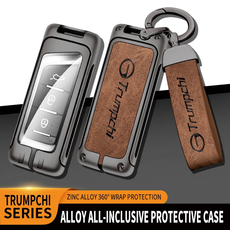 GPRGIT Zinc Alloy Leather Car Key Case Cover Protector for GAC Trumpchi GA6 GA8 GM6 GS4 GS5 GS7 GS8 GM8