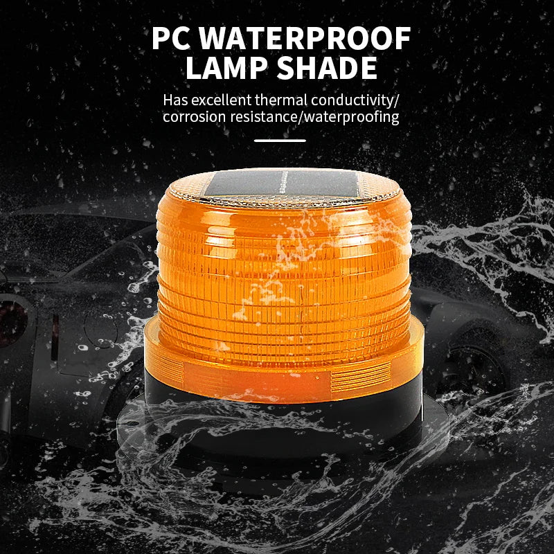 Solar Energy Amber Rotary Warning Lights Truck Strobe Led Roof Beacon Light Forklift Flashing Traffic Light