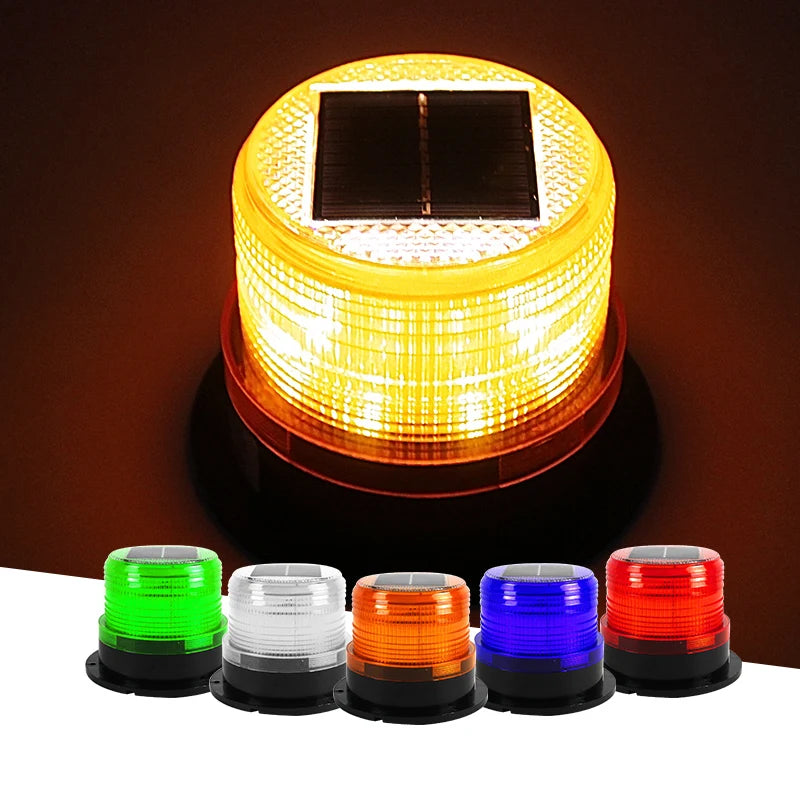 Solar Energy Amber Rotary Warning Lights Truck Strobe Led Roof Beacon Light Forklift Flashing Traffic Light