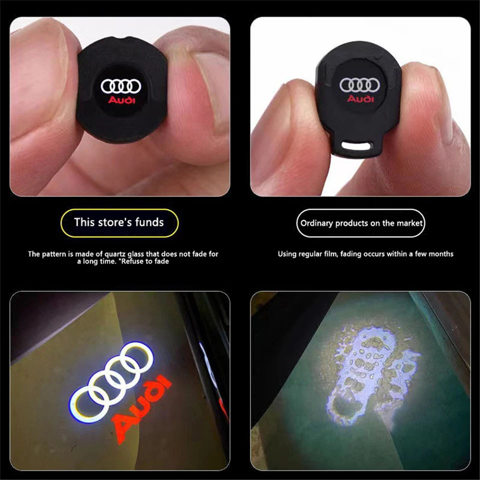 GPRGIT LED Glass Non-Fading Projection Door Light for Audi A5 C5 12V