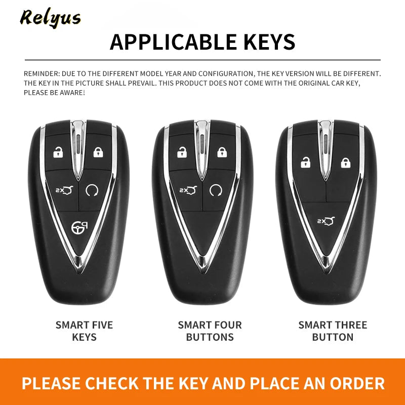 GPRGIT Metal Leather Car Key Case Cover for Changan CS35Plus CS55Plus CS75Plus 2019-2020 Keyless Protector Shell