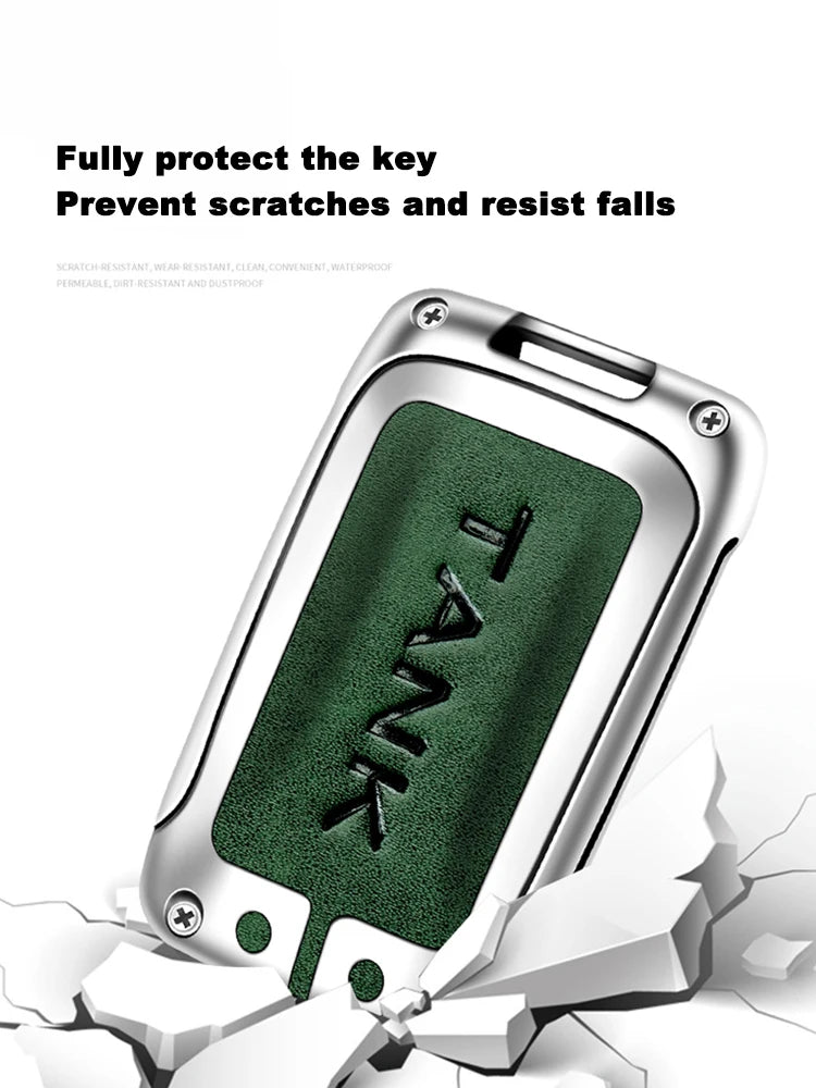 GPRGIT Zinc Alloy Leather Key Case Cover Shell for Tank 300 500 Tank300 Tank500 Great Wall GWM WEY Key Protector Fob Auto Accessories