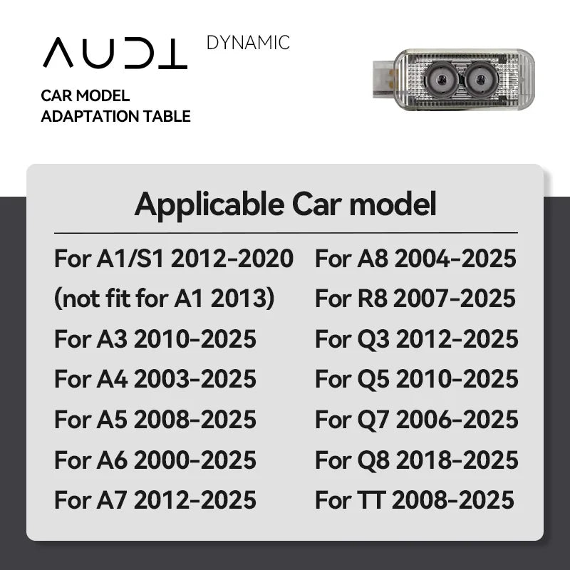 GPRGIT 2pcs Car Door Light for Audi A4 A6 A6L Q3 Q5 Q5L Q7 Q8 A7 A8 A5 RS A3 Dual Lens Dynamic HD LED Lamp Laser Decor Projector