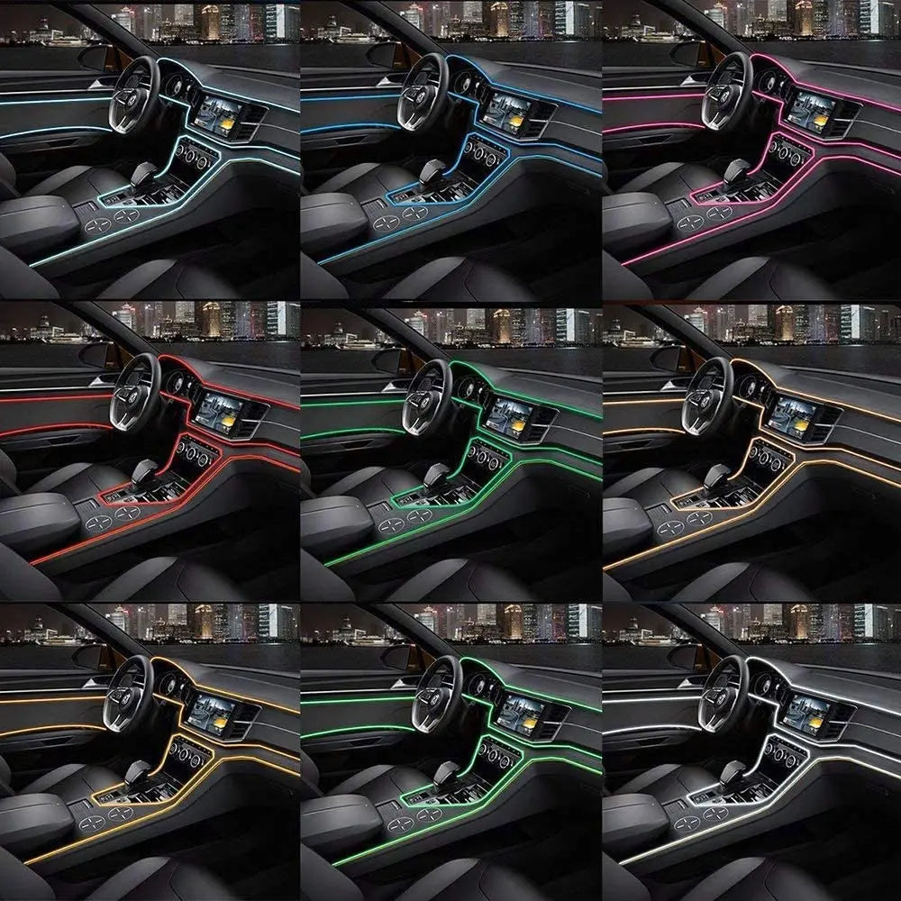 GPRGIT DIY Car Interior Decorative RGB LED Fiber Optic Strip Ambient Light 12V APP Dashboard