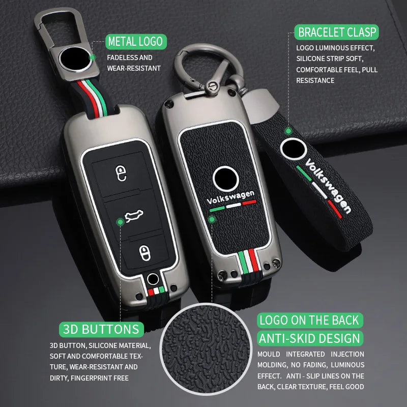 GPRGIT New Zinc Alloy Remote Car Key Case Full Cover for Volkswagen VW Passat CC B6 B7 B7L 3C R36 Maogotan B5 Replacement Accessories