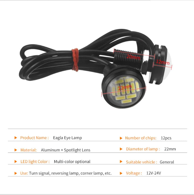 GPRGIT Car LED Eagle Eye DRL Daytime Running Lights LED 12V Waterproof Car LED Light 9W 18Mm 23Mm