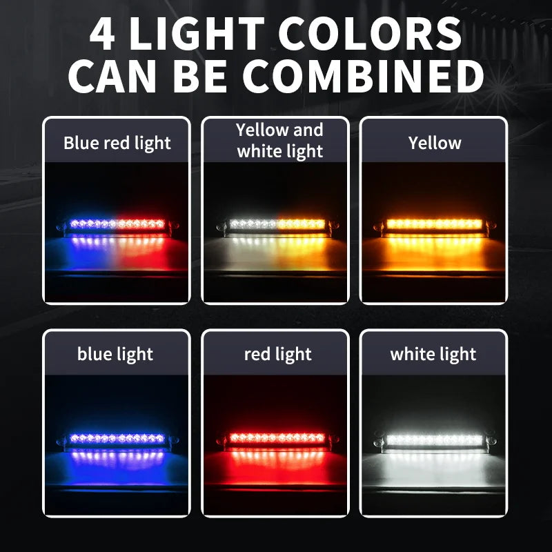 New LED Emergency Strobe Flashing Light for POV Vehicles Windshield Dash Hazard Warning Signal for Volunteer Truck Deck Visor