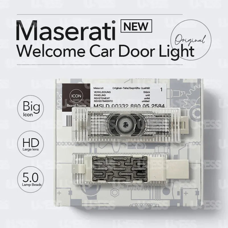 GPRGIT Welcome Car Door Lights for Maserati Ghibli Quattroporte GranTurismo GranCabrio Icon HD LED Lamp Projector Laser Ghost Shadow